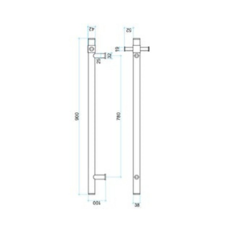 Thermogroup 12V Straight Round Vertical Single Bar Heated Towel Rail Gun Metal - Image 2