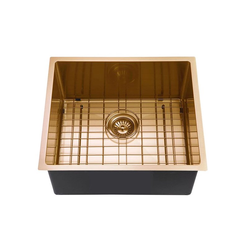 Brushed Yellow Gold Hand-made Single Bowl Kitchen Sink(Round Edges)