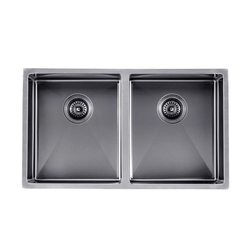 Gun Metal Grey 1.2mm Handmade Top/Undermount Double Bowls Kitchen Sink