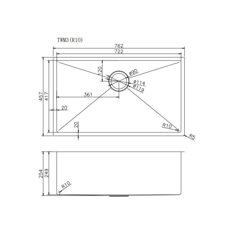 Brushed Yellow Gold Hand-made Single Bowl Kitchen Sink(Round Edges) - Image 3