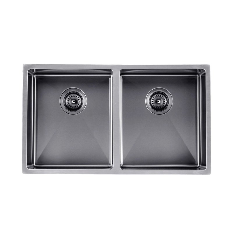 820x457x230mm Gun Metal Grey 1.2mm Handmade Top/Undermount Double Bowls Kitchen Sink