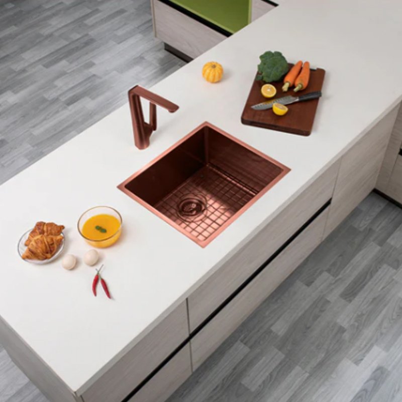 Rose Gold PVD Hand-made Single Bowl Kitchen Sink(Round Edges)
