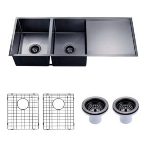 1160x460x230mm Gun Metal Grey 1.2mm Handmade Top/Undermount Double Bowls Kitchen Sink