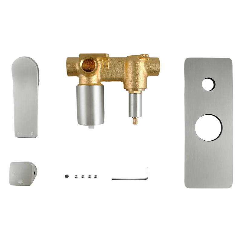 RUSHY Square Brushed Nickel Wall Mixer With Diverter - Image 2