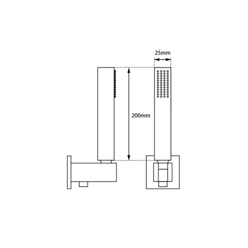 Square Brushed Brass Shower Rail with Handheld Shower (Stainless Steel Hose) - Image 2