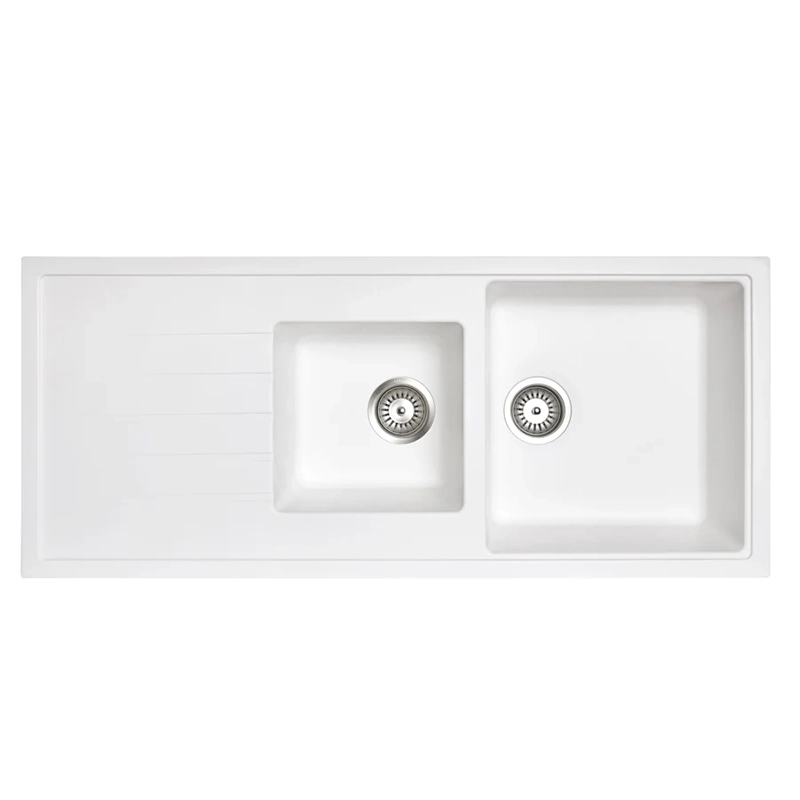 1160 x 500 x 205mm Carysil Vivaldi D200V 1 and A Half Bowl With Drainer Board Granite Kitchen Sink Top/Flush/Under Mount - Image 4