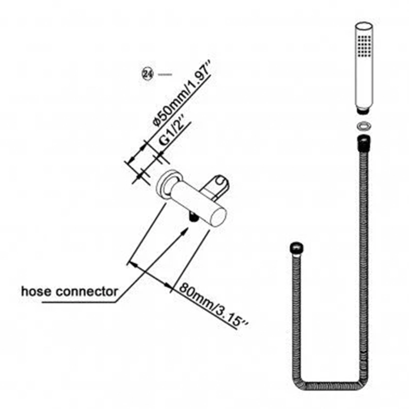 Round Chrome Hand held Shower Set - Image 2