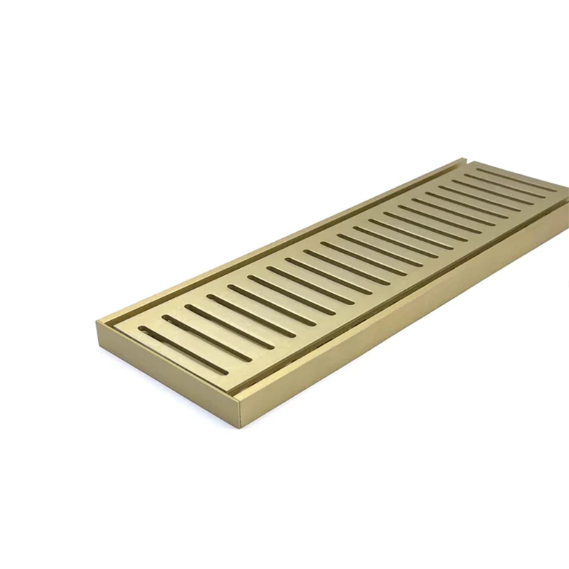 Muses Aluminium Brushed Gold Ezy Flow Floor Grate 300x100x14 mm