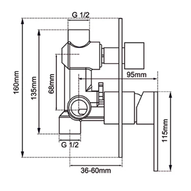 LUCID PIN Round Brushed Nickel Shower/Bath Mixer Diverter - Image 2
