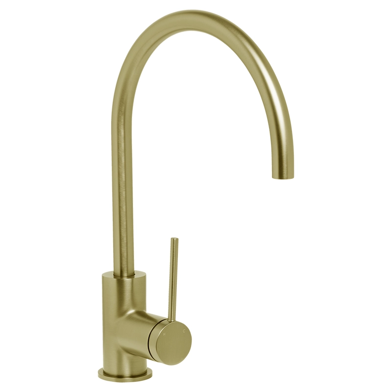 Venezia Gooseneck Sink Mixer Brushed Brass Lead Free