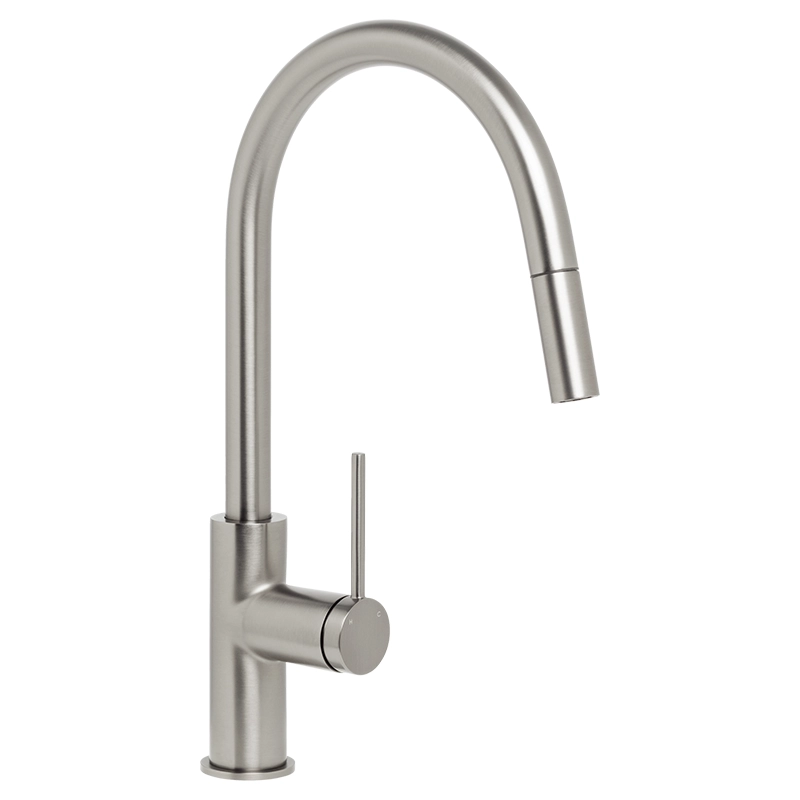 Venezia Gooseneck Pull Out Sink Mixer Brushed Nickel II Lead Free