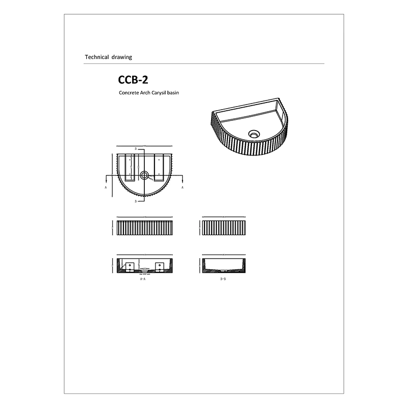 Carysil White Arch Concrete Counter Fluted Concrete Basin - Image 2