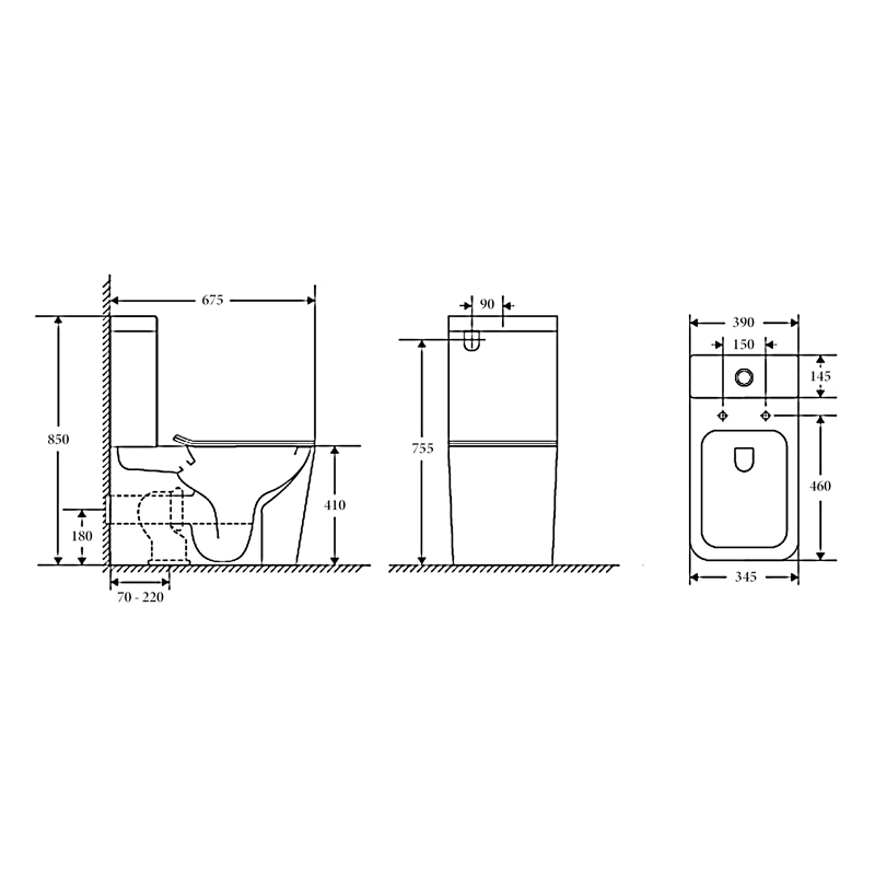 NT-1039GB — FLORENCE Rimless Toilet Suite with GEBERIT fittings - Image 2