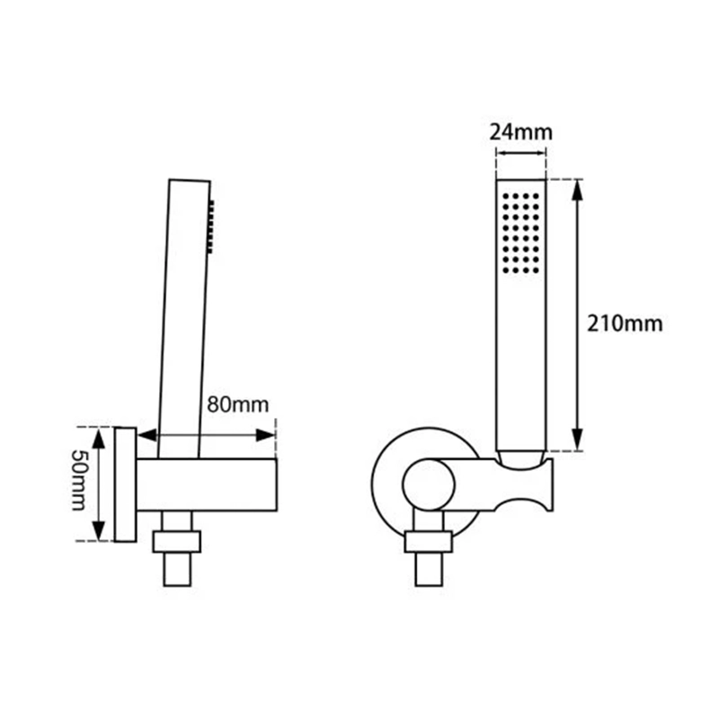 Round Brushed Brass Shower Rail with Hanheld Shower (Stainless Steel Hose) - Image 2