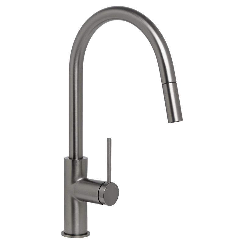 Venezia Gooseneck Pull Out Sink Mixer Gun Metal Lead Free