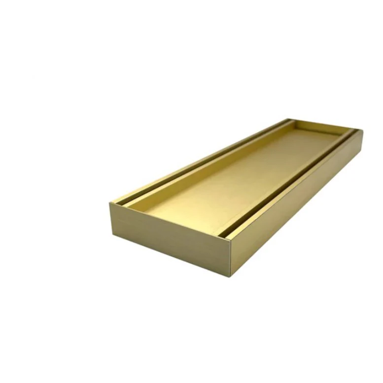 Muses Aluminium Brushed Gold Ezy Flow Tile Insert Grate 300x100x21mm