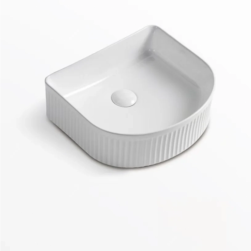 400 x 350 x 130mm Arch Matte White Fluted Above Counter Ceramic Basin