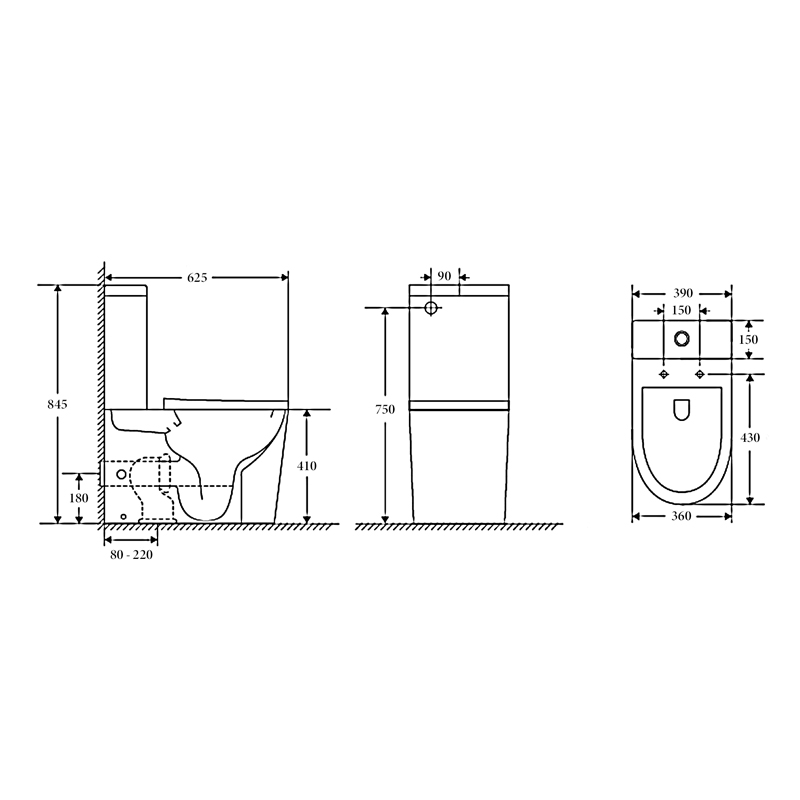 NT-1094GB — OSLO Rimless Toilet Suite with GEBERIT fittings - Image 3