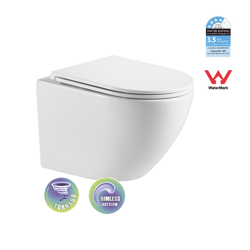 NT-3064 – KIEV Tornado-Rimless Wall Hung Pan