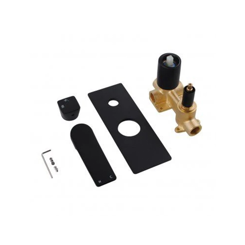 RUSHY Square Black Wall Mixer With Diverter - Image 2
