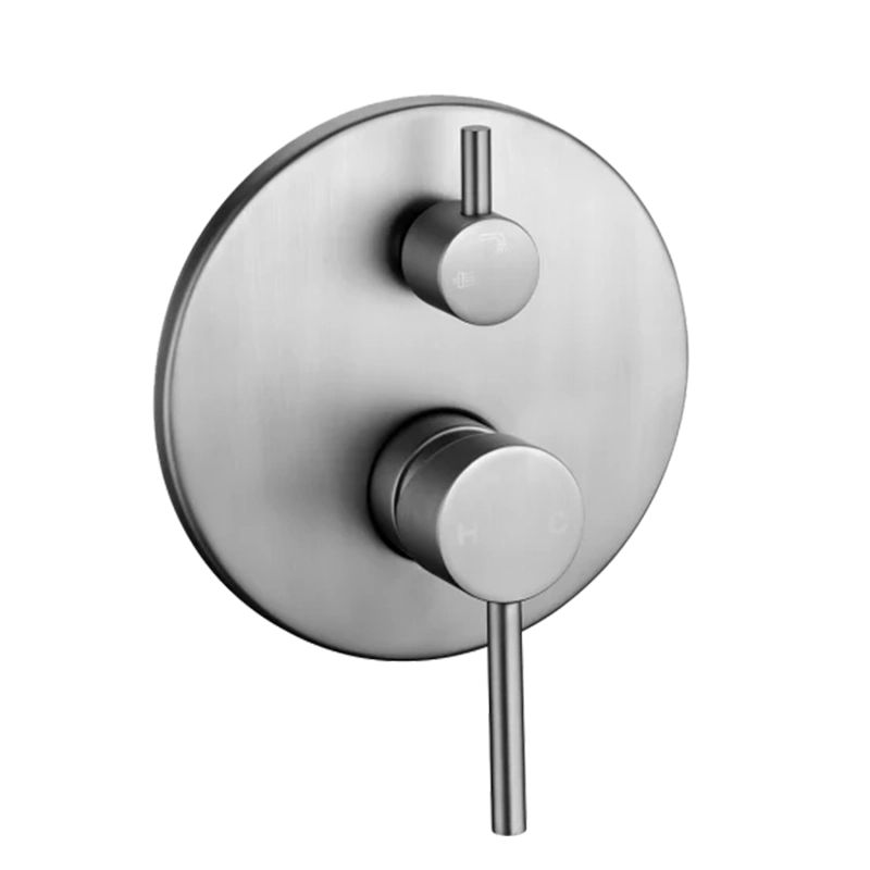 LUCID PIN Round Brushed Nickel Shower/Bath Mixer Diverter