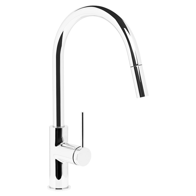Venezia Gooseneck Pull Out Sink Mixer Chrome Lead Free