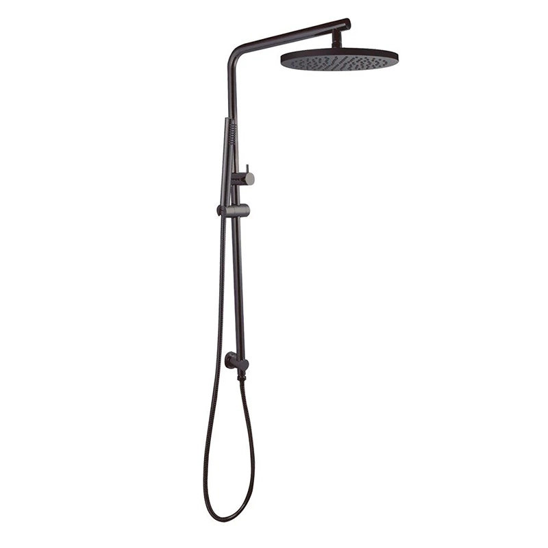 10'' Round Gun Metal Grey Shower Station Top Water Inlet (Right Angle)