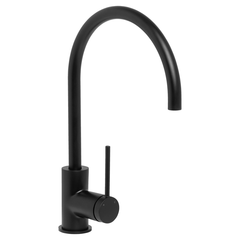 Venezia Gooseneck Sink Mixer Matte Black Lead Free