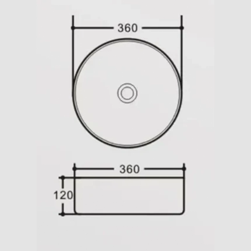 360x360x120mm Matte White Above Counter Ceramic Basin - Image 2