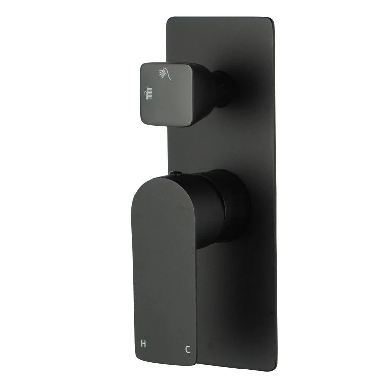 VOG Solid Brass Black Bath/Shower Wall Mixer with Diverter Wall Mounted (color up)