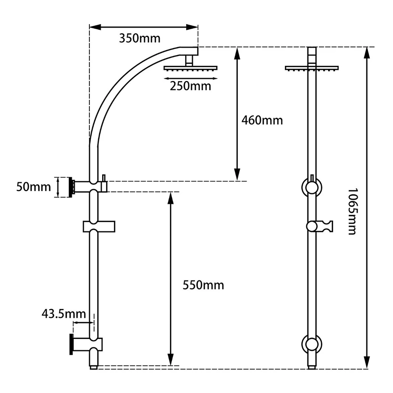 10'' Round Chrome Shower Station Top Inlet - Image 2
