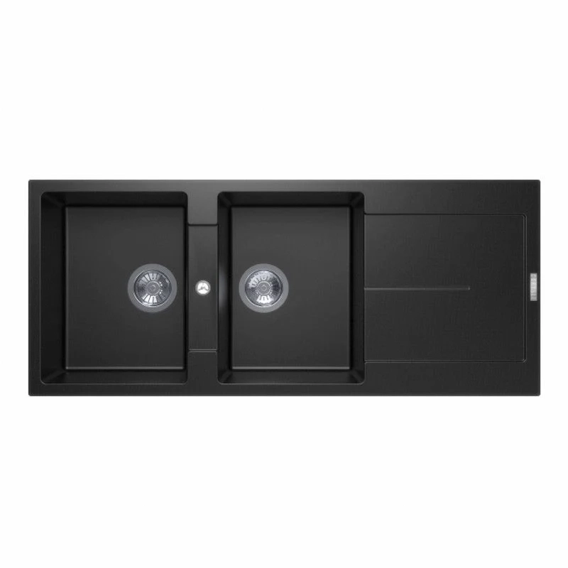 1160x500x200mm Carysil Enigma D200 Double Bowl with Drainer Board Granite Kitchen Sink Top Mount