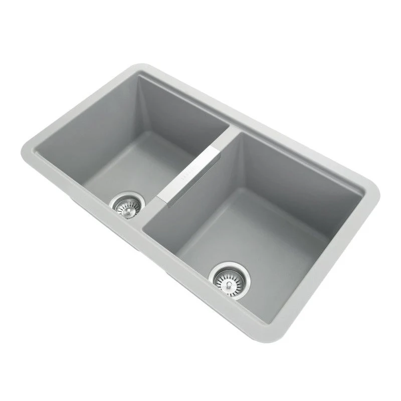 824x481x241mm Carysil Concrete Grey Double Bowls Granite Undermount Kitchen Sink