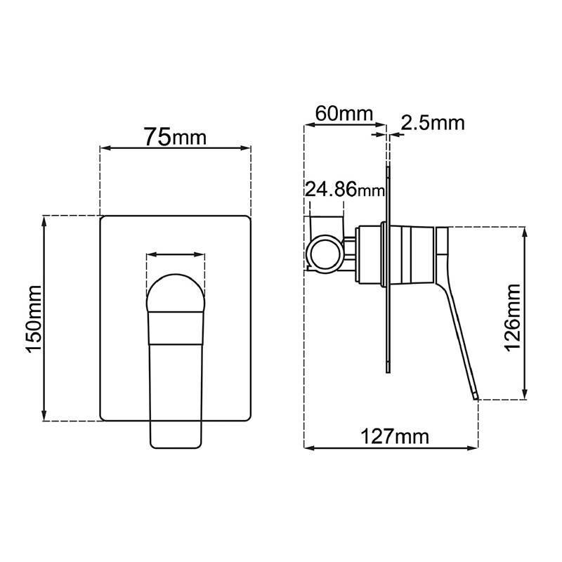 RUSHY Series Square Brushed Yellow Gold Built-in Shower Mixer(color up) - Image 2