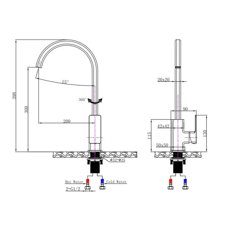 IVANO Series Chrome Kitchen Mixer - Image 2