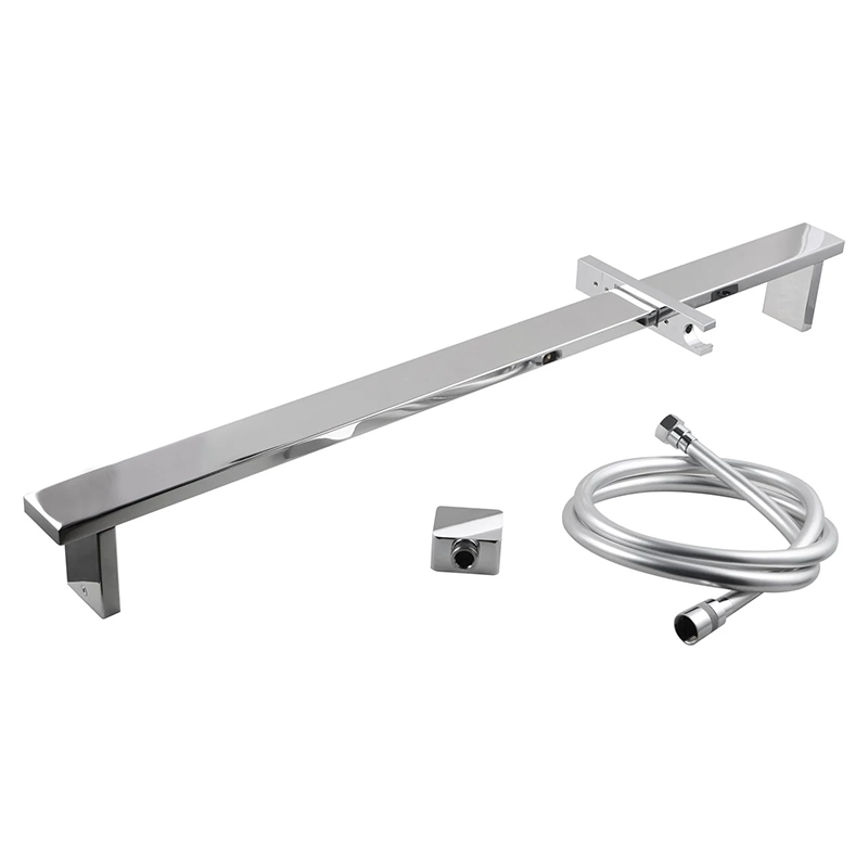 Square Chrome Sliding Shower Rail without Handheld Shower - Image 2