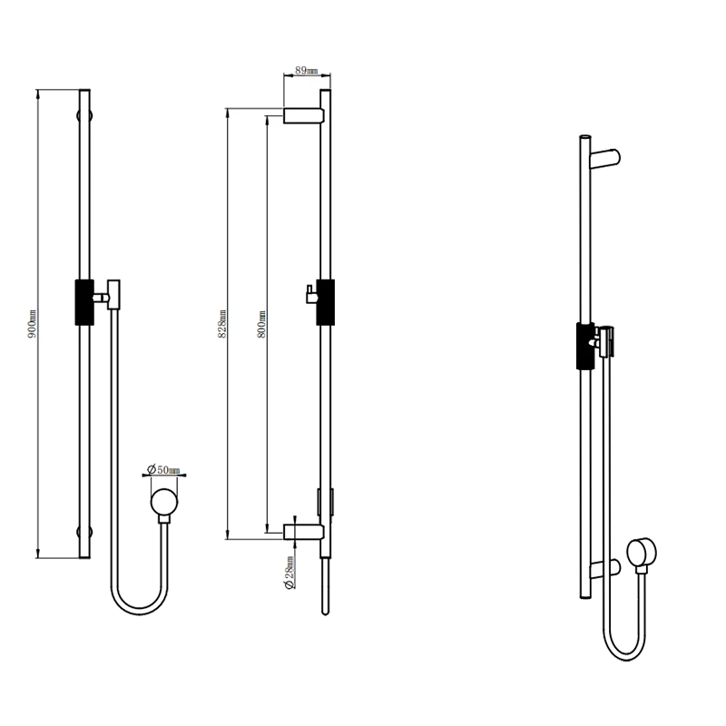 CADDENCE Series Brushed Yellow Gold Shower Rail without Handheld Shower - Image 5