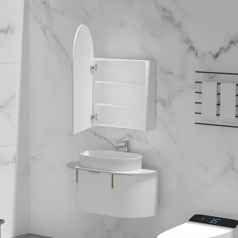 CARYSIL Imperial 600x900mm MATTE WHITE Arch Shaving Cabinet - Image 4