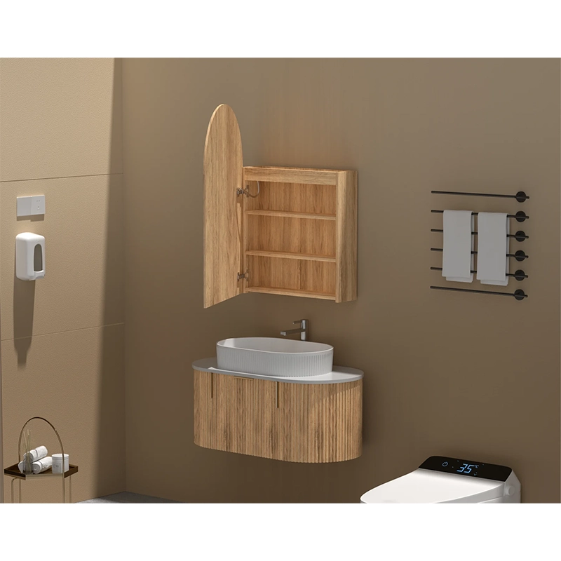 CARYSIL Imperial 600x900mm WALNUT Arch LED Shaving Cabinet - Image 2