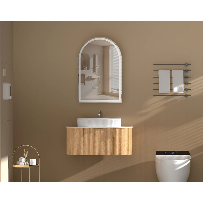 CARYSIL Imperial 600x900mm WALNUT Arch LED Shaving Cabinet - Image 3