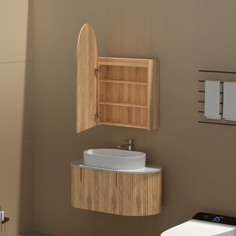 CARYSIL Imperial 600 x900mm WALNUT Arch Shaving Cabinet - Image 4