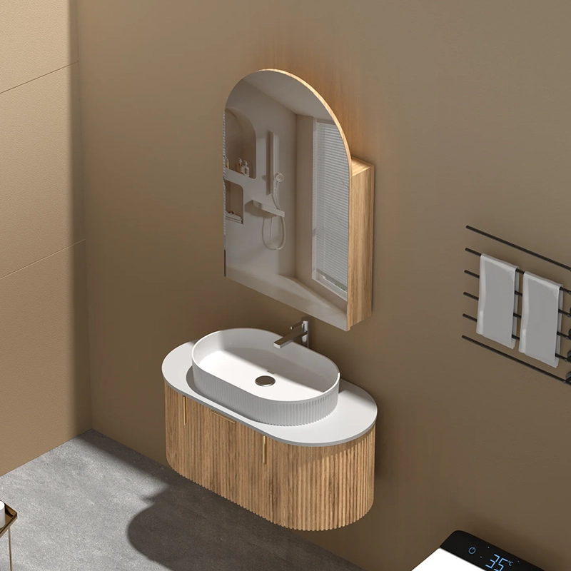 CARYSIL Imperial 600 x900mm WALNUT Arch Shaving Cabinet - Image 3