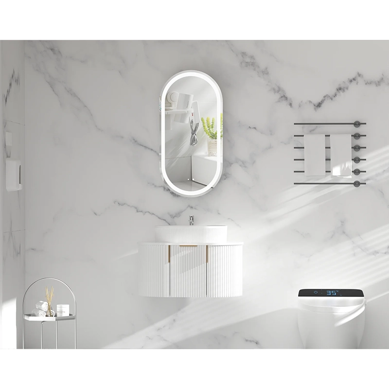CARYSIL Noble 450x900mm MATTE WHITE Oval LED Shaving Cabinet - Image 2