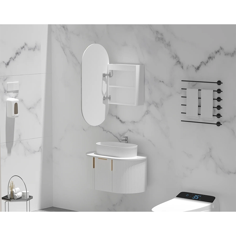 CARYSIL Noble 450x900mm MATTE WHITE Oval LED Shaving Cabinet - Image 3
