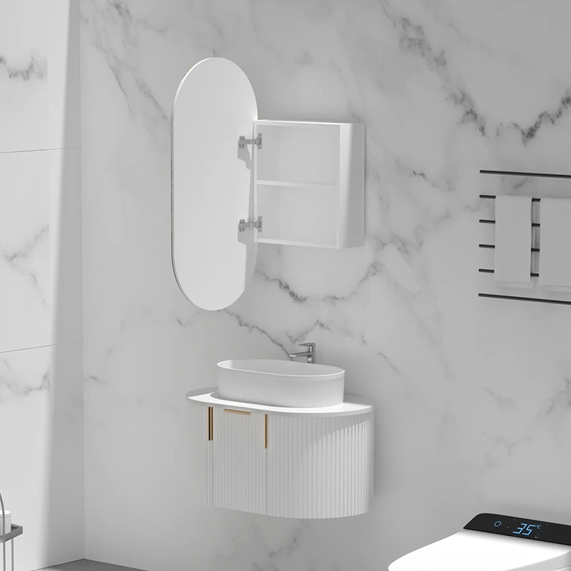 CARYSIL Noble 450x900mm MATTE WHITE Oval Shaving Cabinet - Image 3
