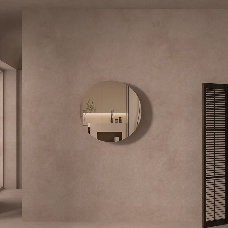 CARYSIL Orbit Series Round 800x800mm Walnut Shaving Cabinet - Image 2