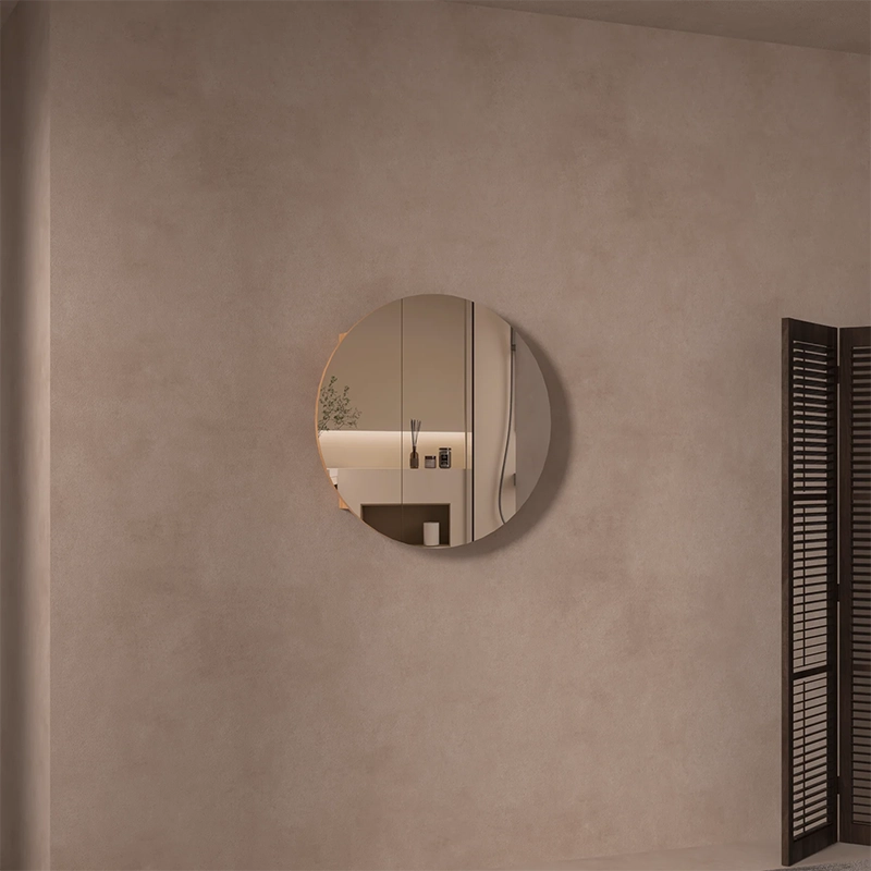 CARYSIL Orbit Series Round 800x800mm Walnut Shaving Cabinet