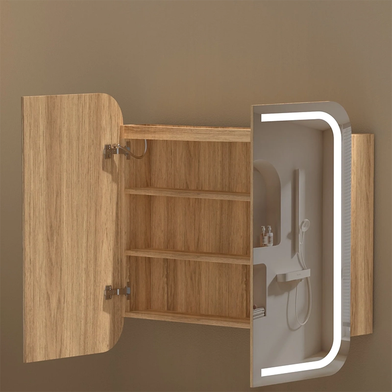 CARYSIL 900x800mm Grand Walnut LED Shaving Cabinet - Image 3