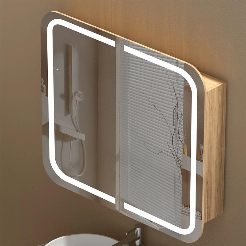 CARYSIL 900x800mm Grand Walnut LED Shaving Cabinet - Image 2