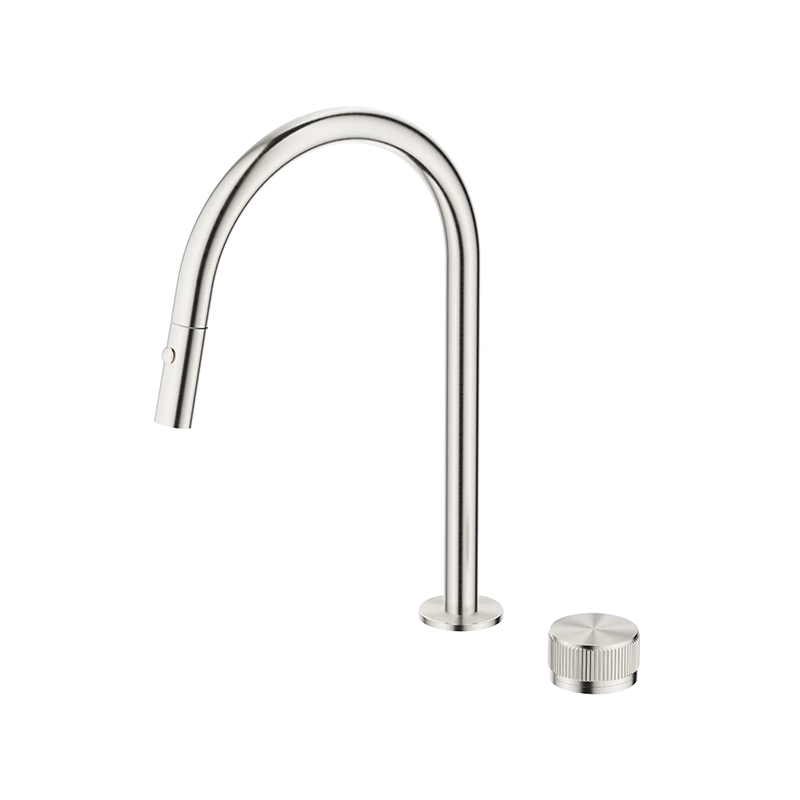 Mica Fluted Pull-Out Hob Mixer Set - Brushed Nickel
